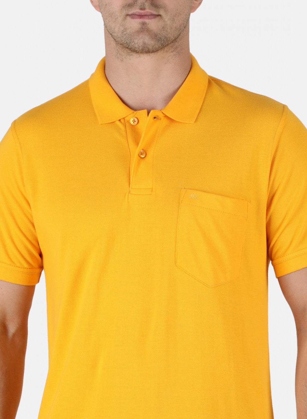 Men Mustard Plain T-Shirt