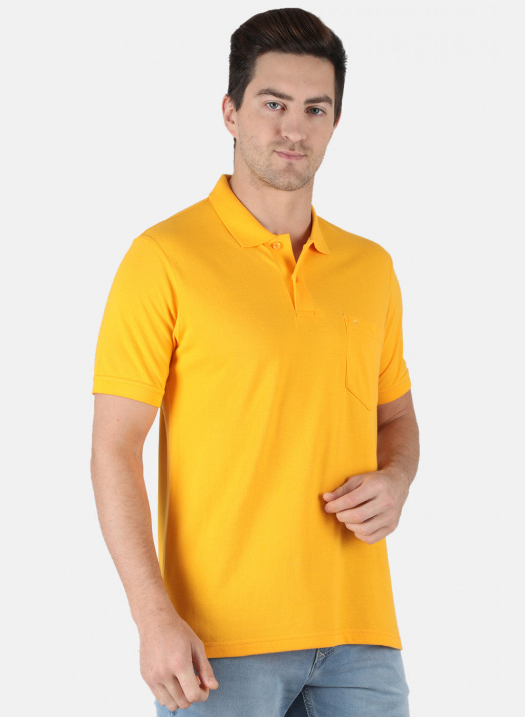 Men Mustard Plain T-Shirt