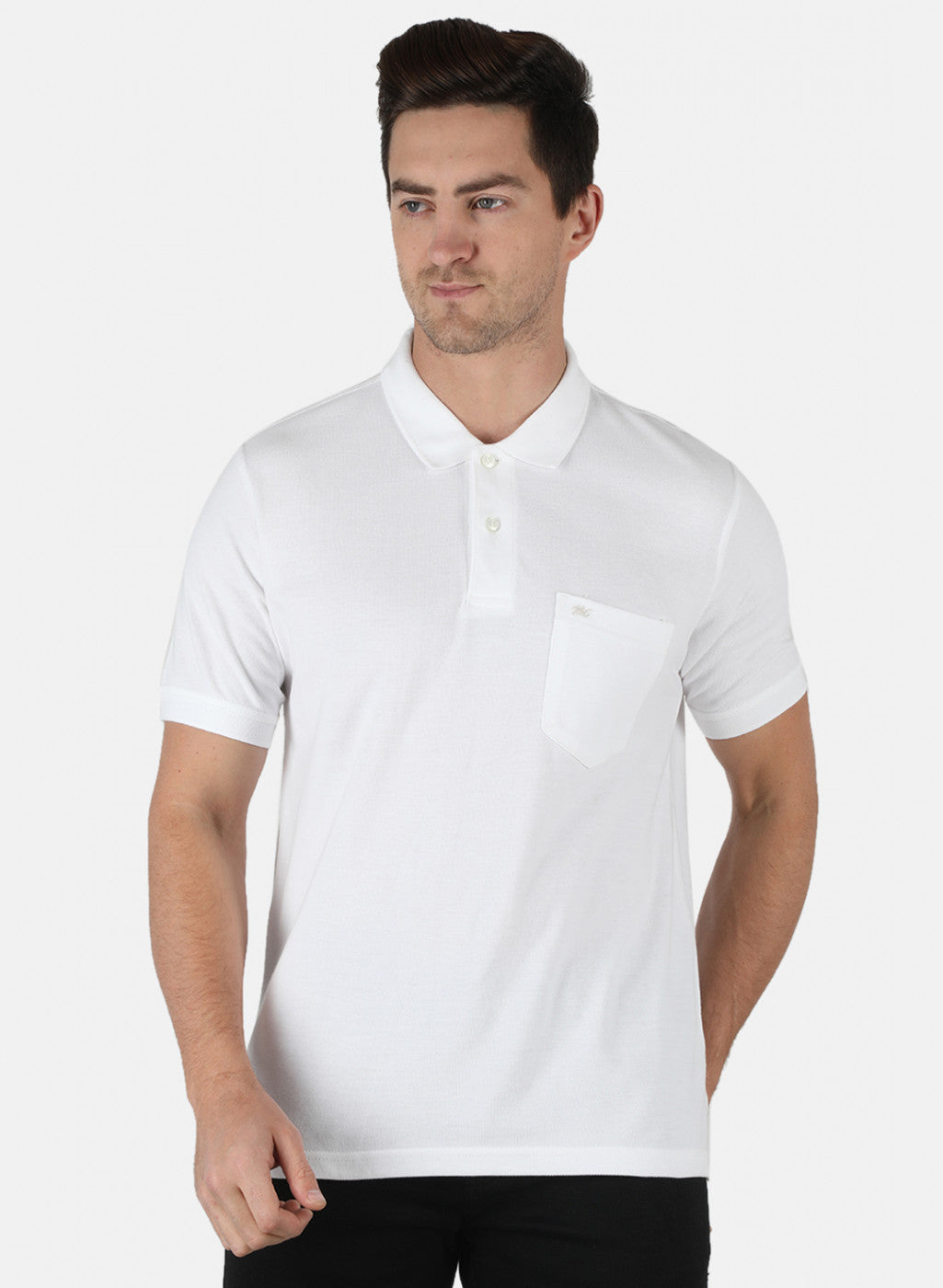 Men White Plain T-Shirt