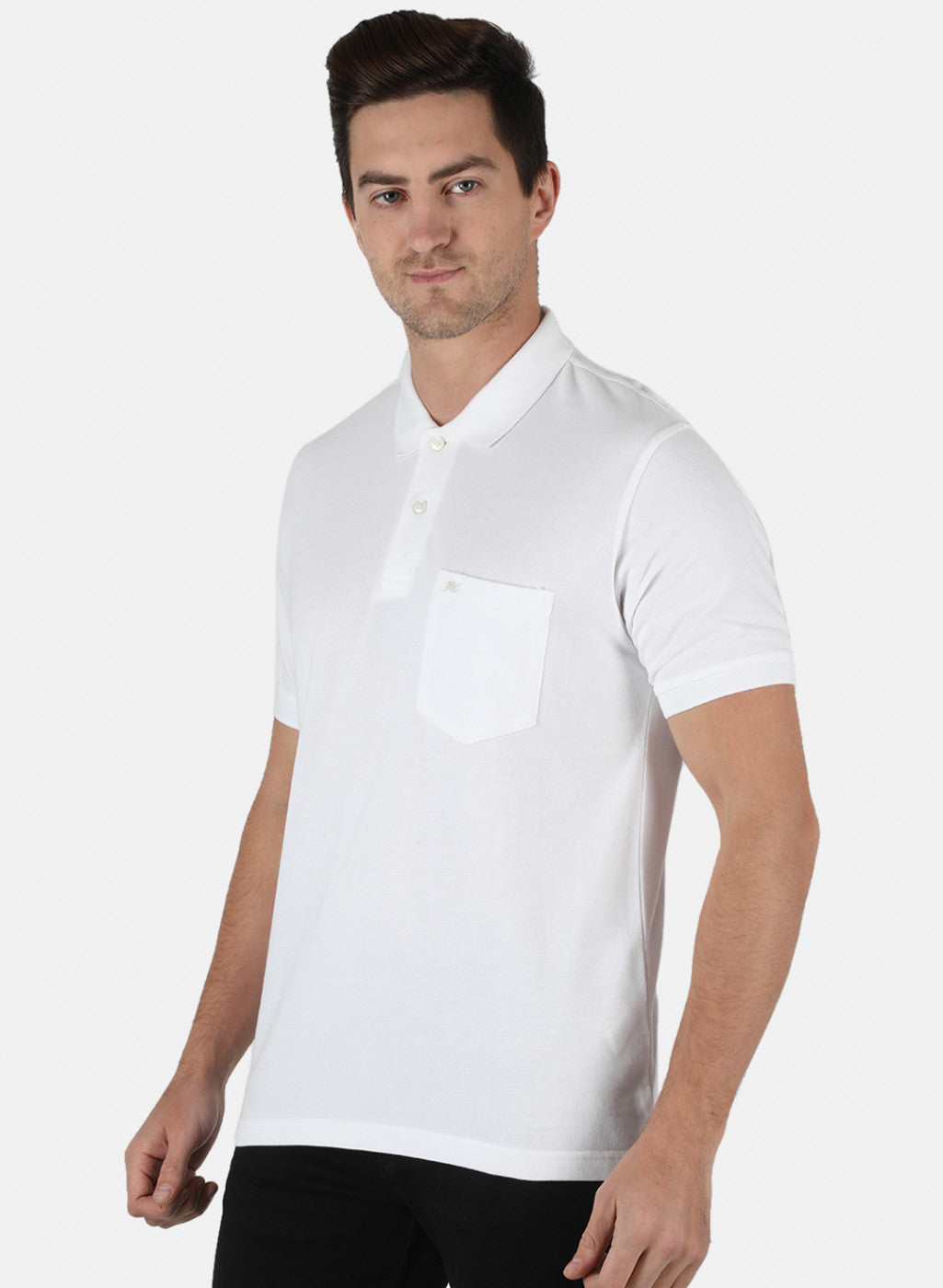 Men White Plain T-Shirt