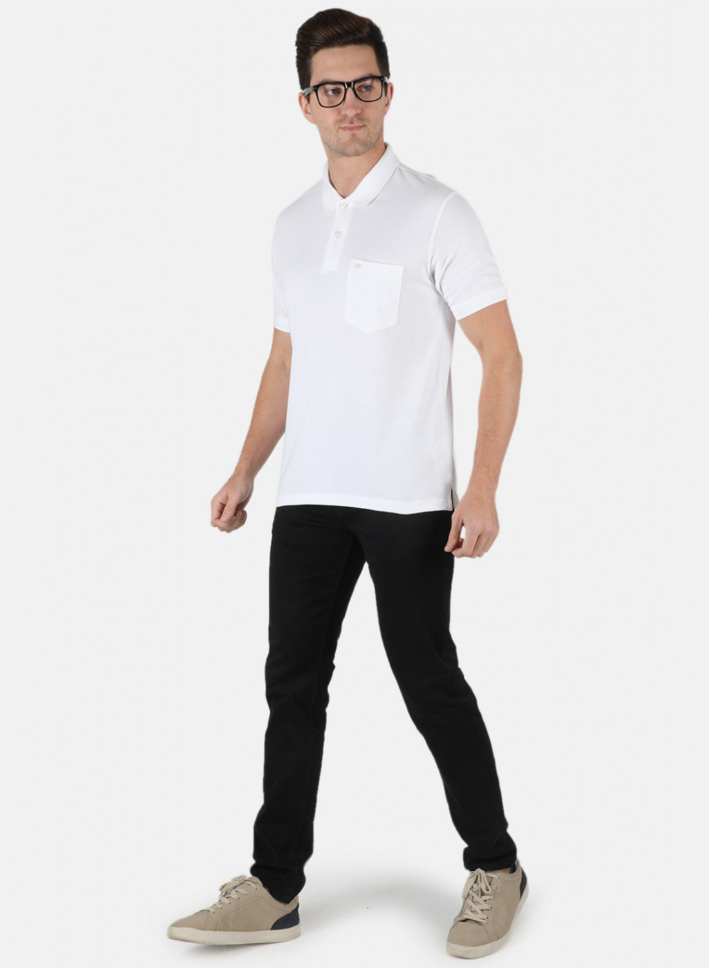 Men White Plain T-Shirt