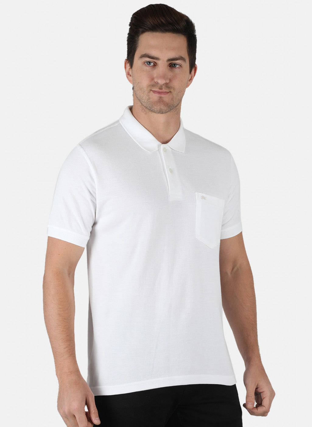 Men White Plain T-Shirt