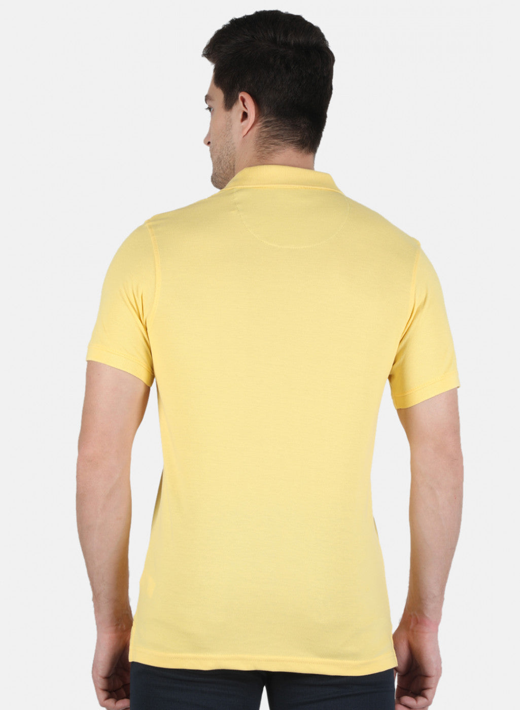 Men Yellow Plain T-Shirt