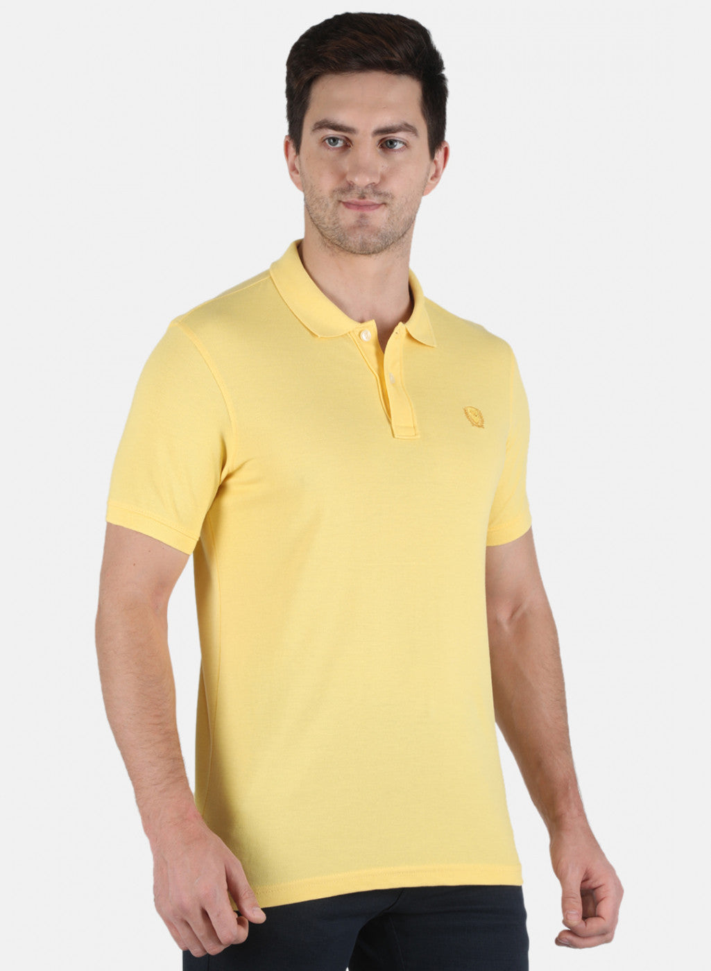 Men Yellow Plain T-Shirt