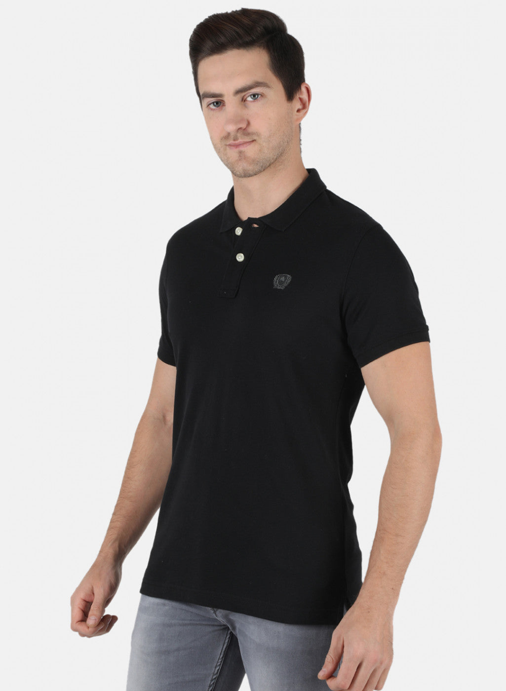 Men Black Plain T-Shirt