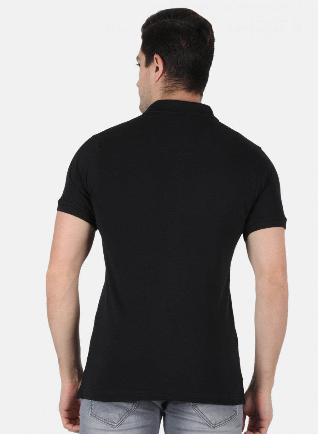 Men Black Plain T-Shirt