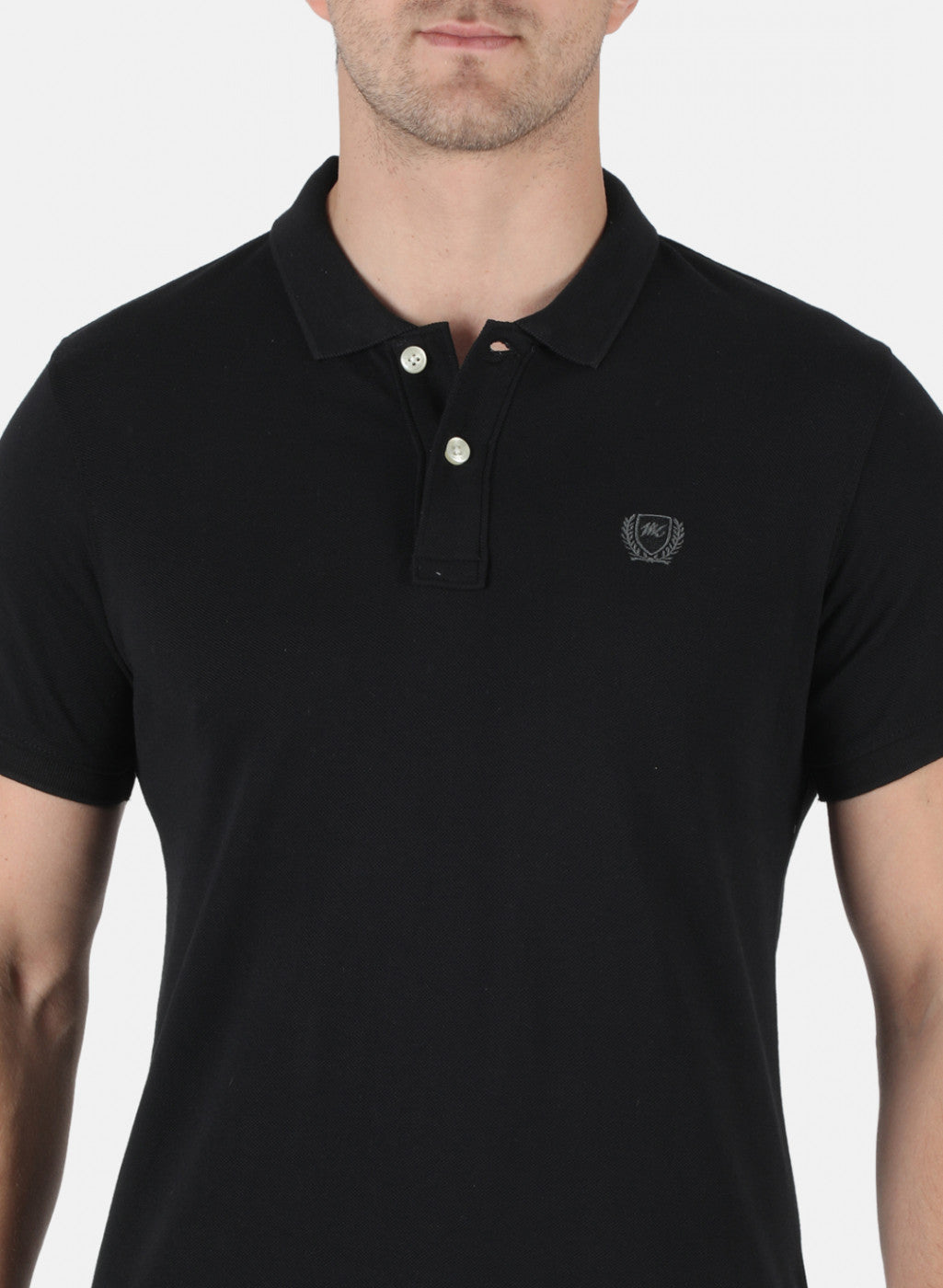 Men Black Plain T-Shirt