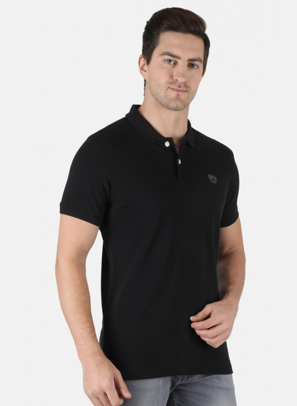 Men Black Plain T-Shirt