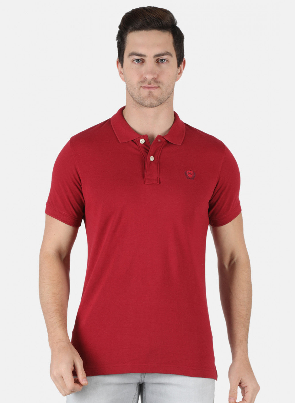 Men Maroon Plain T-Shirt