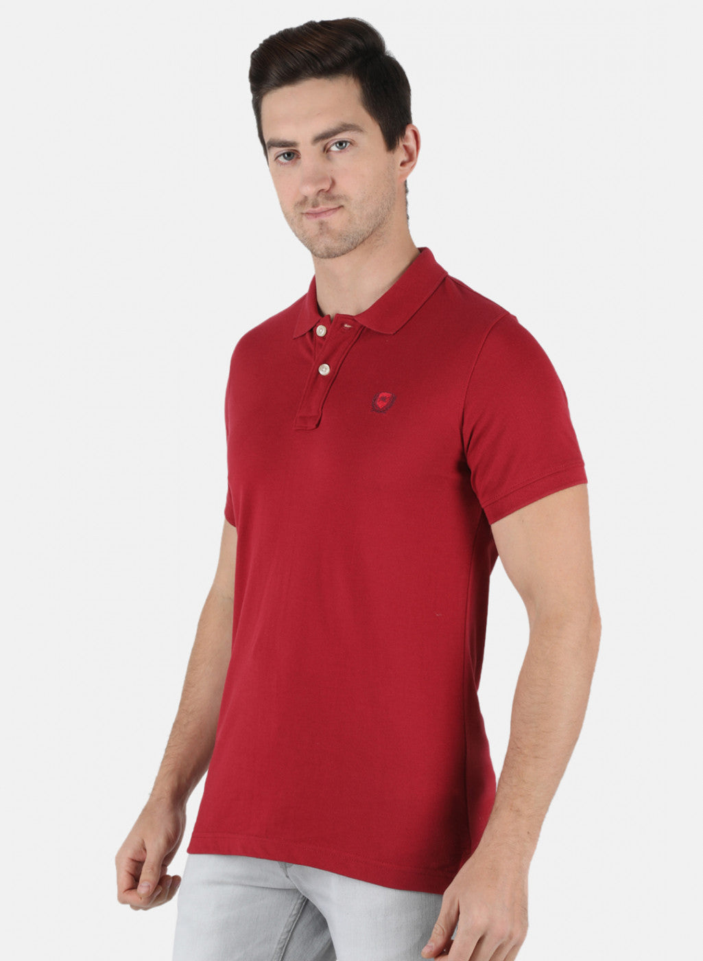 Men Maroon Plain T-Shirt