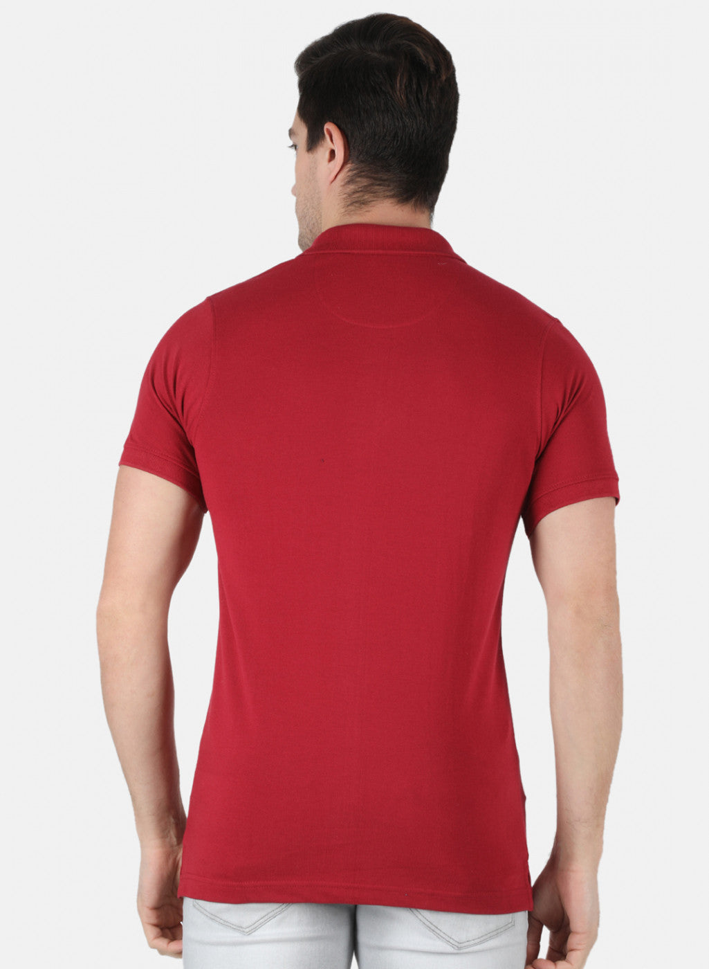 Men Maroon Plain T-Shirt