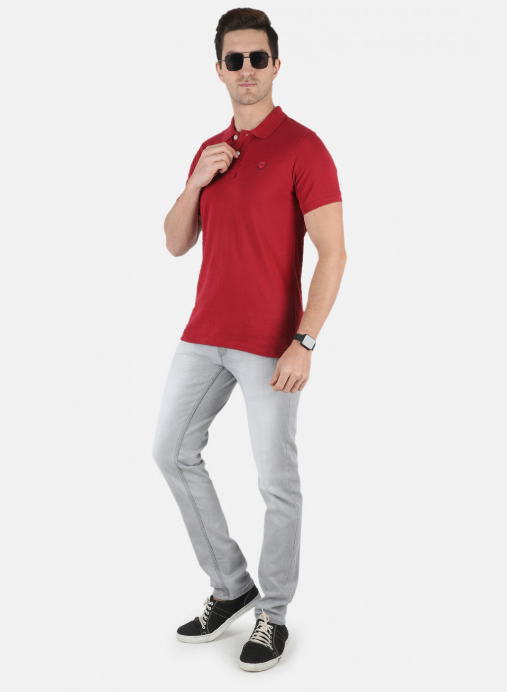 Men Maroon Plain T-Shirt