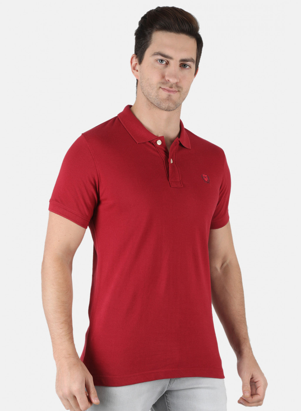 Men Maroon Plain T-Shirt