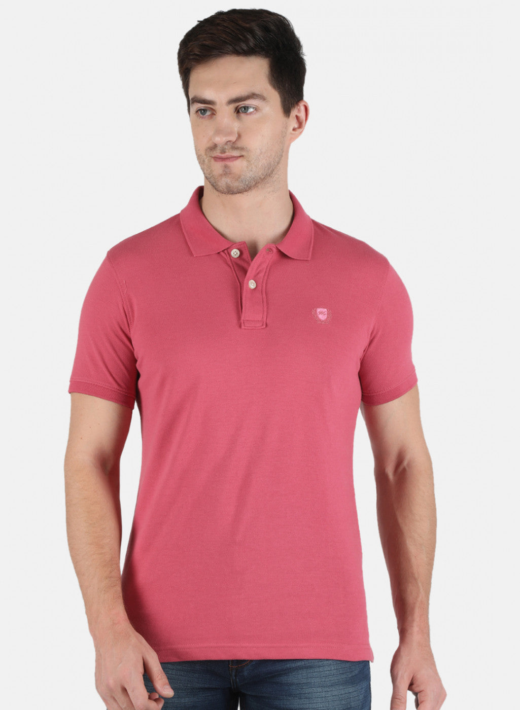 Men Pink Plain T-Shirt