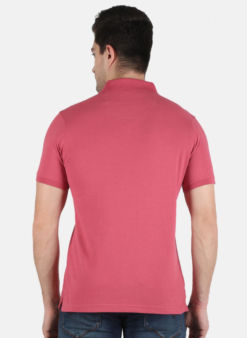 Men Pink Plain T-Shirt