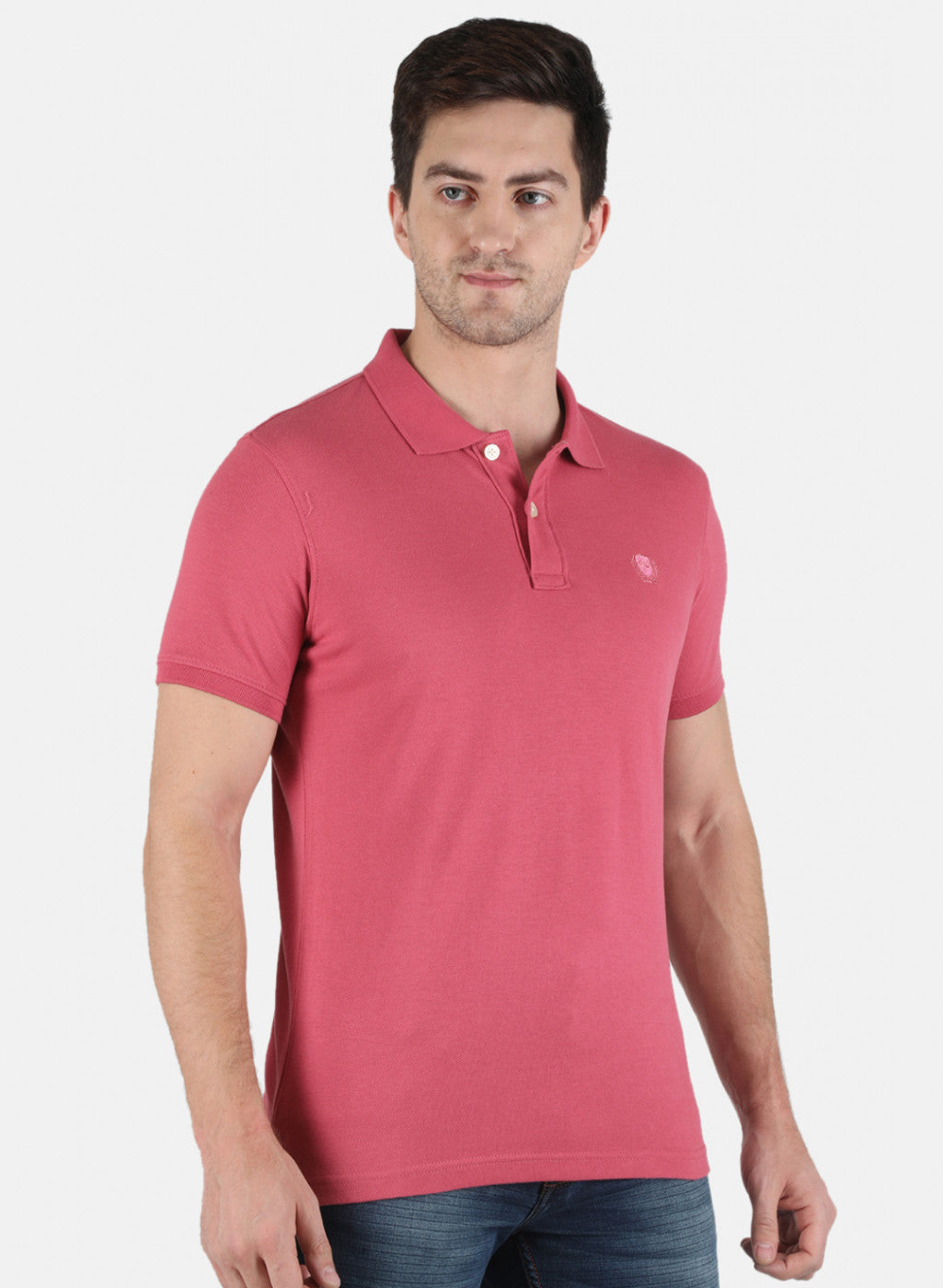 Men Pink Plain T-Shirt