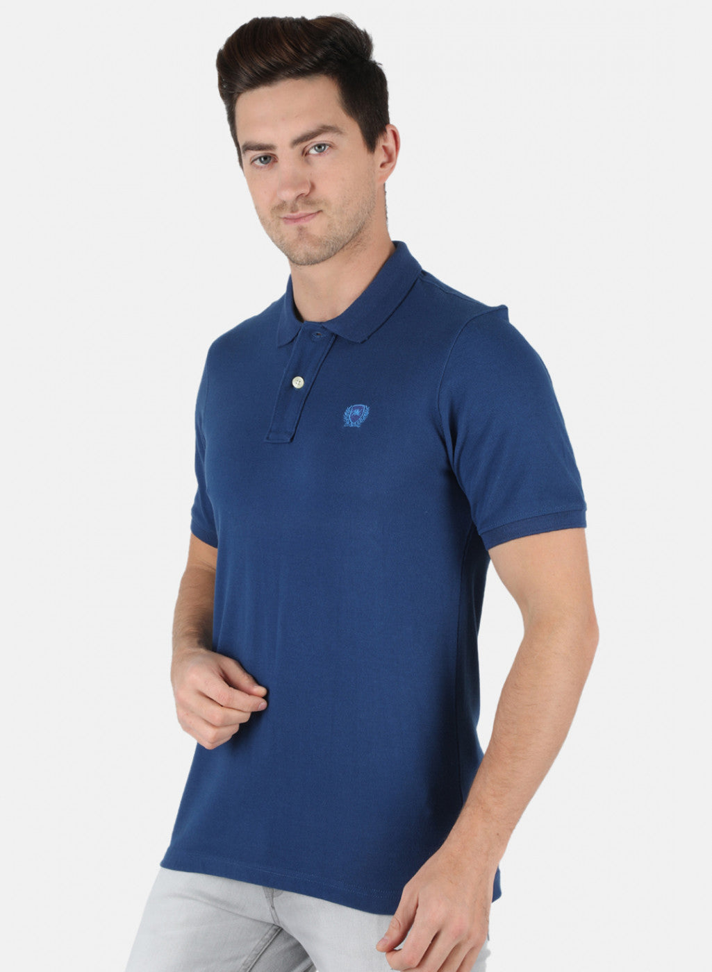 Men NAvy Blue Plain T-Shirt