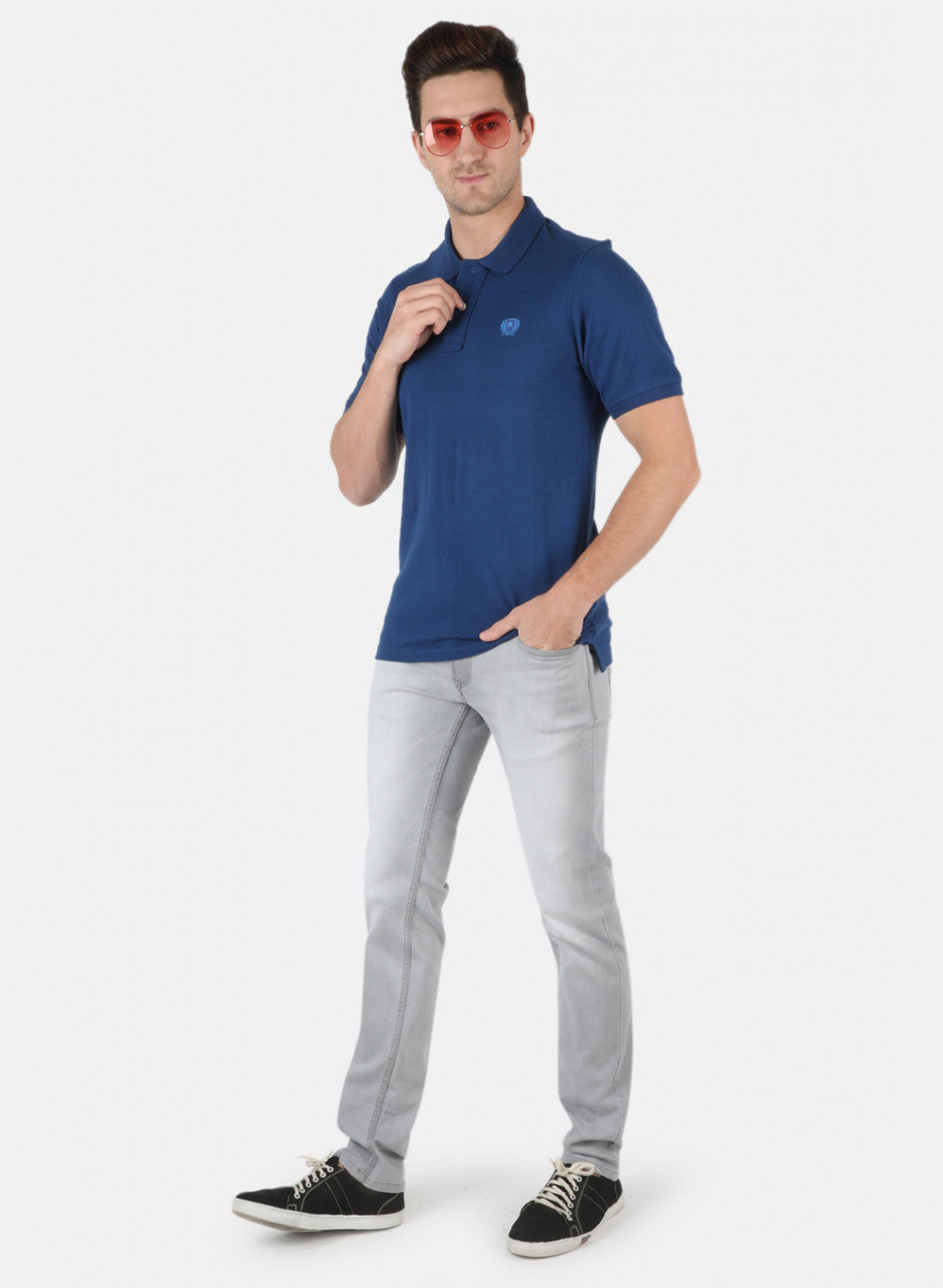 Men NAvy Blue Plain T-Shirt