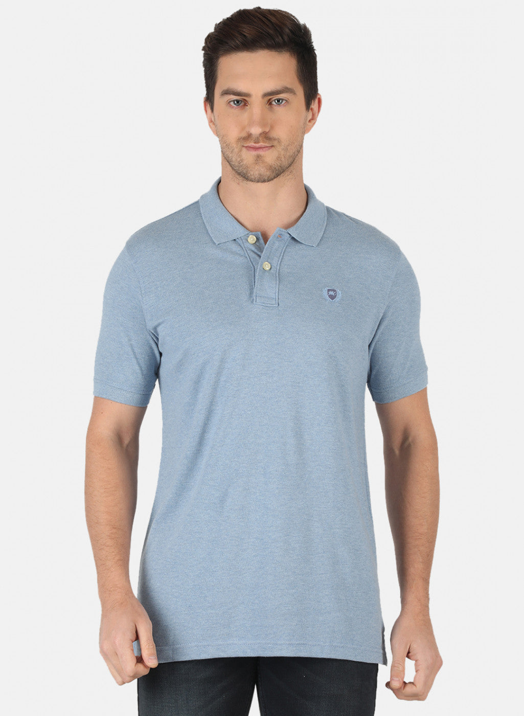 Men Sky Blue Plain T-Shirt