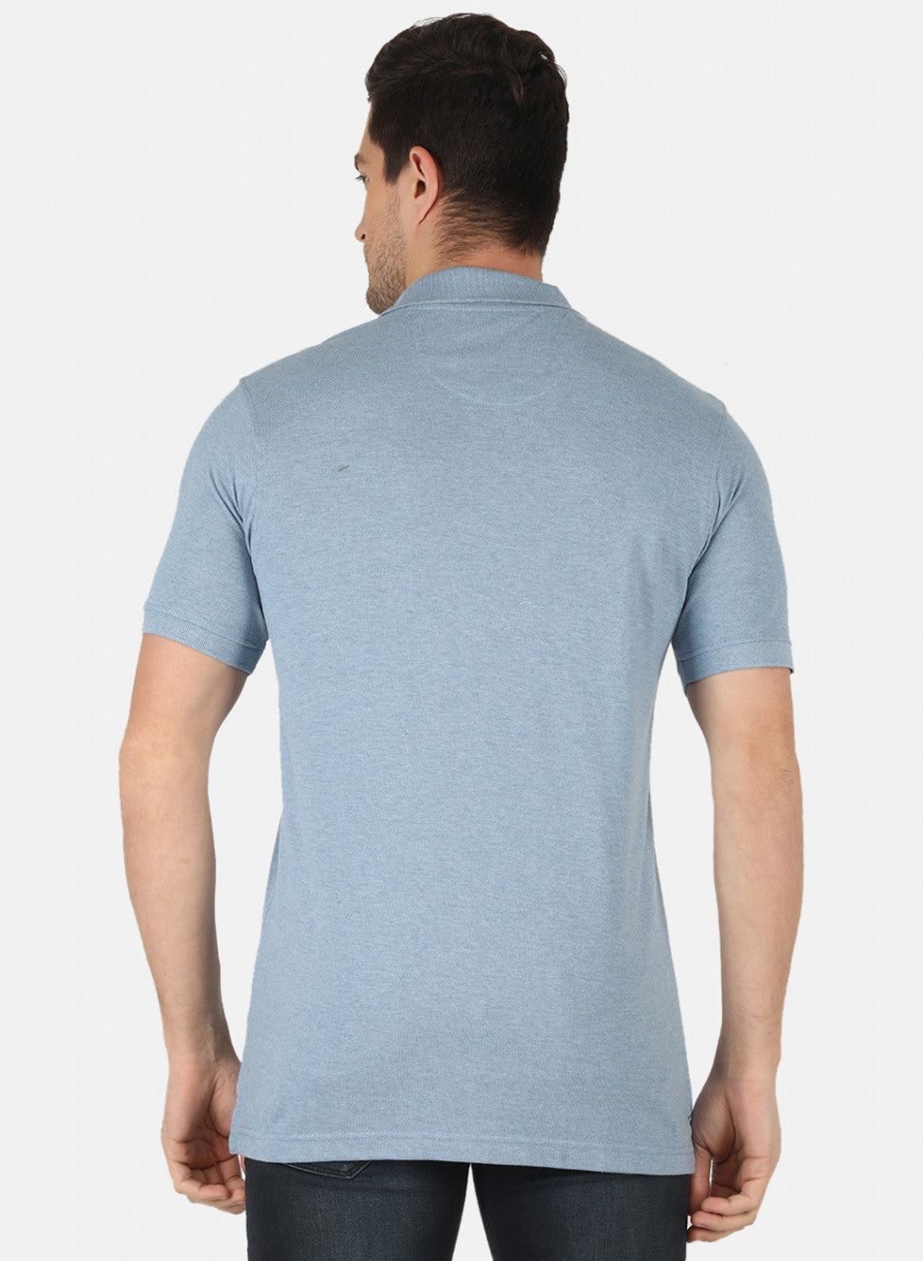 Men Sky Blue Plain T-Shirt