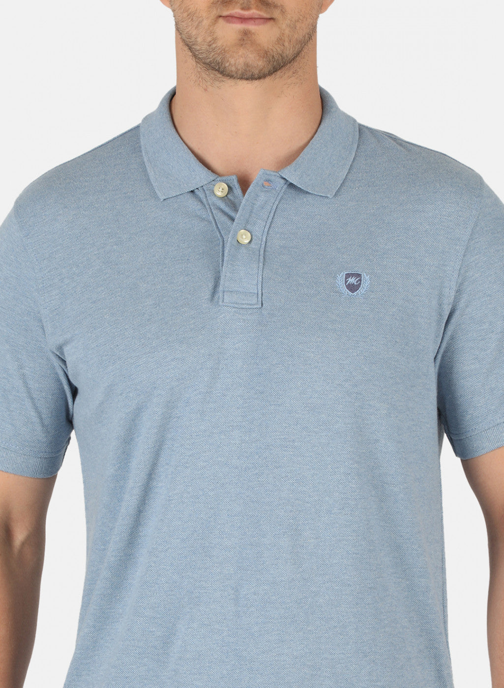 Men Sky Blue Plain T-Shirt