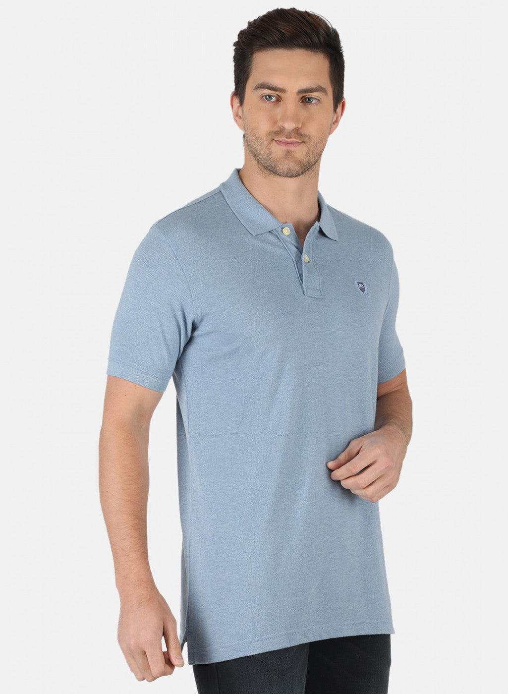 Men Sky Blue Plain T-Shirt