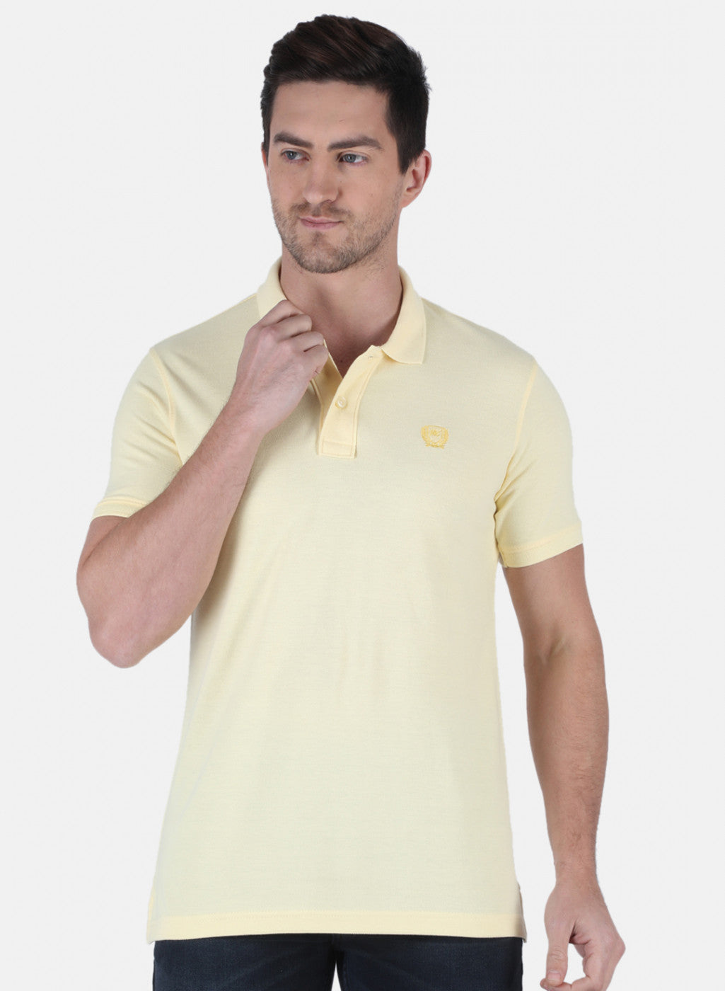 Men Yellow Plain T-Shirt