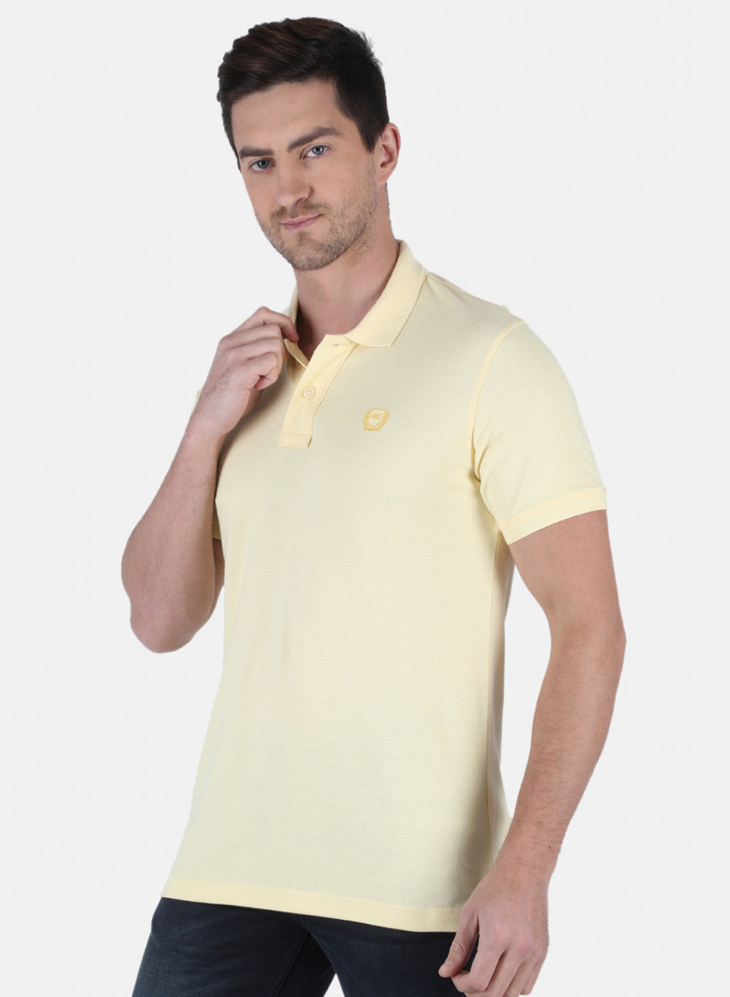 Men Yellow Plain T-Shirt