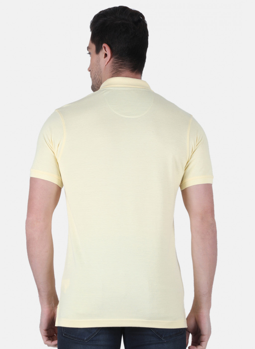 Men Yellow Plain T-Shirt