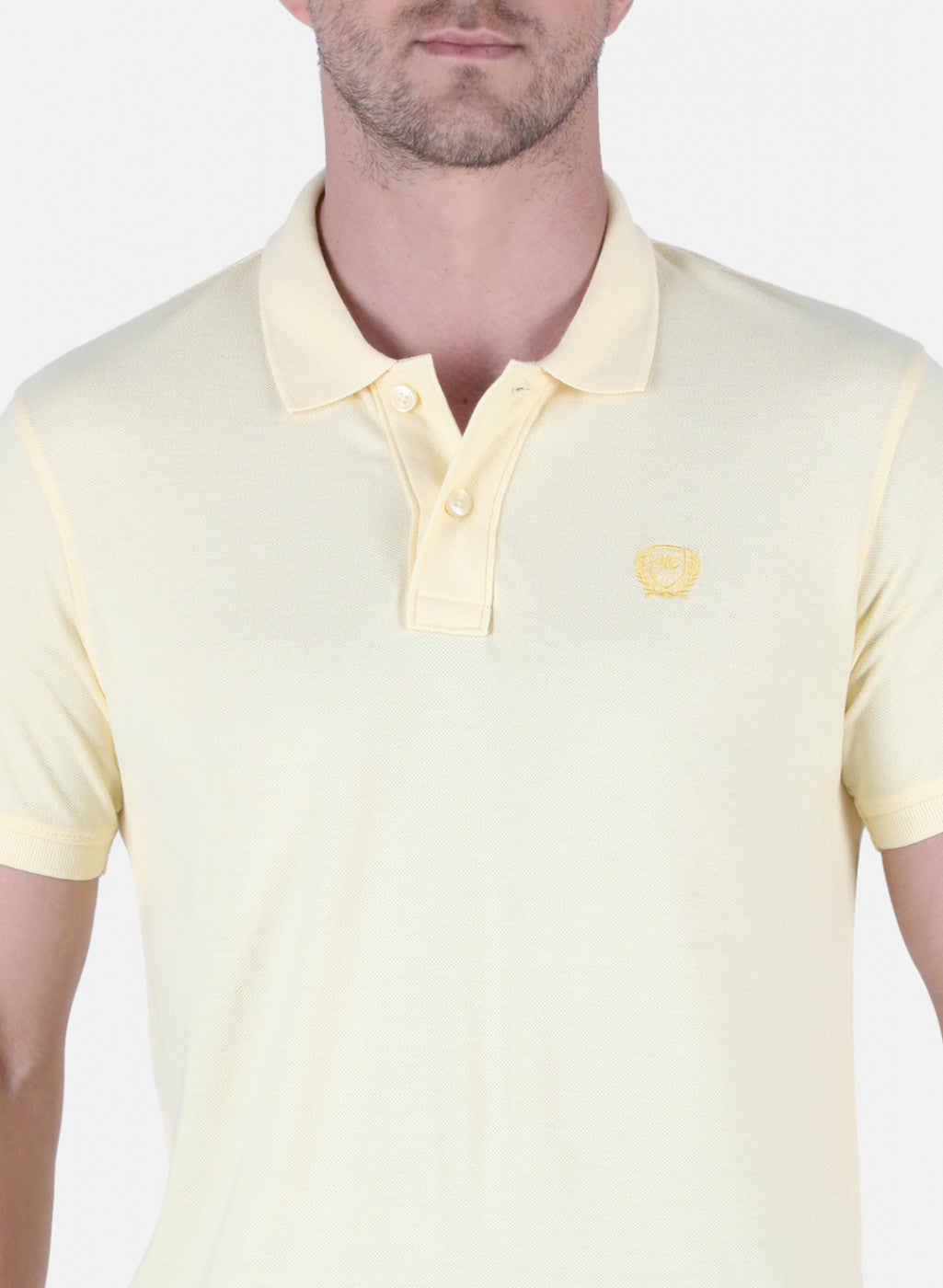 Men Yellow Plain T-Shirt