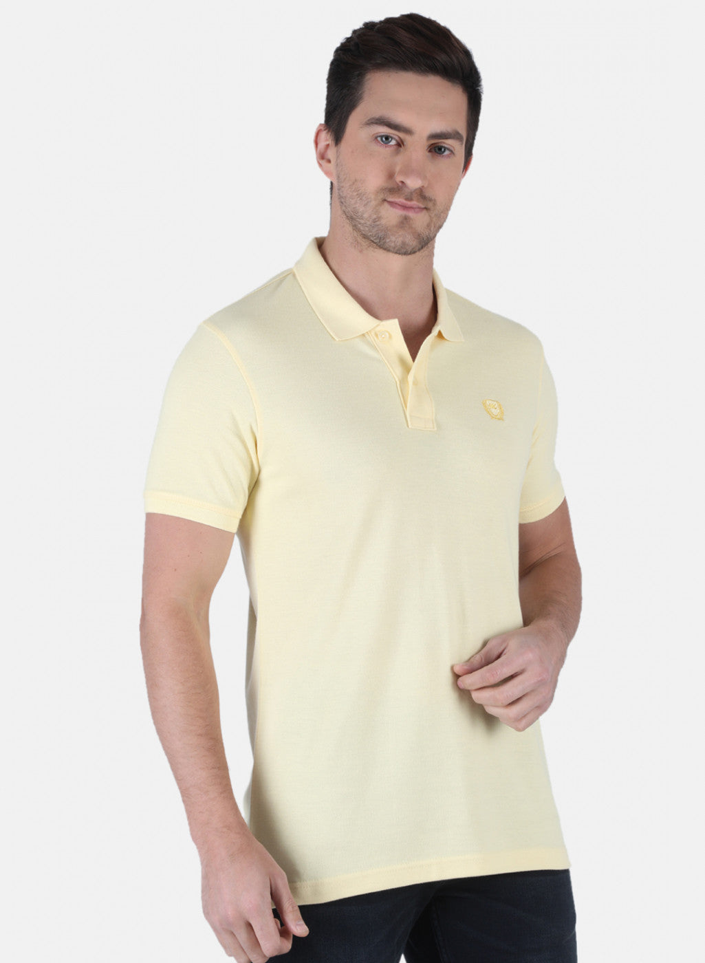 Men Yellow Plain T-Shirt