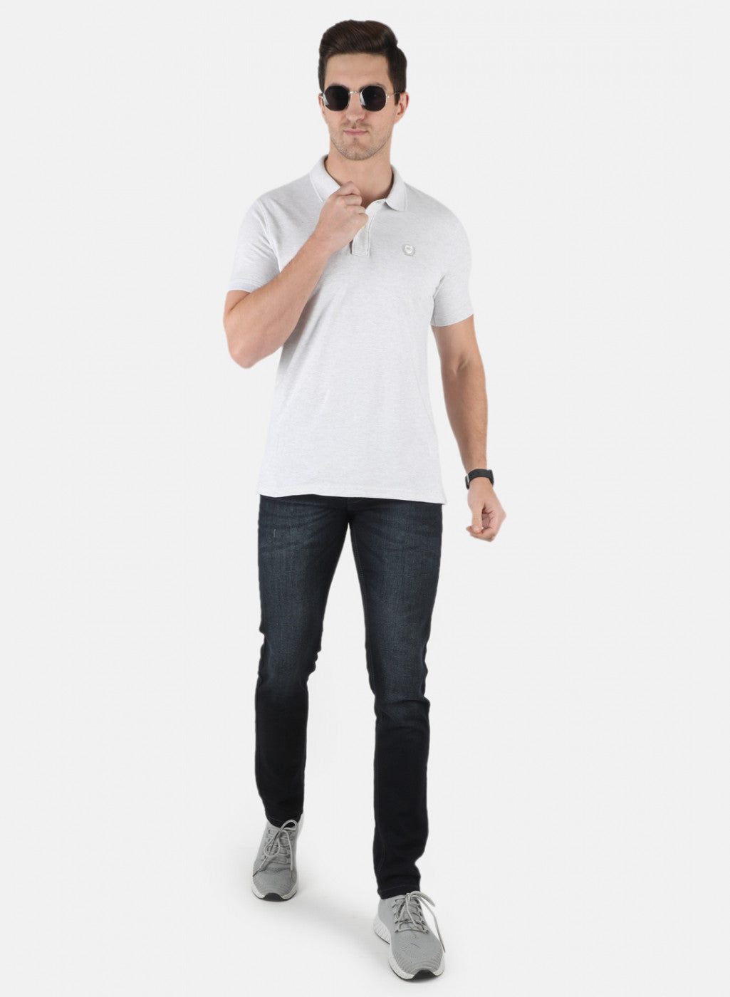 Men Grey Plain T-Shirt