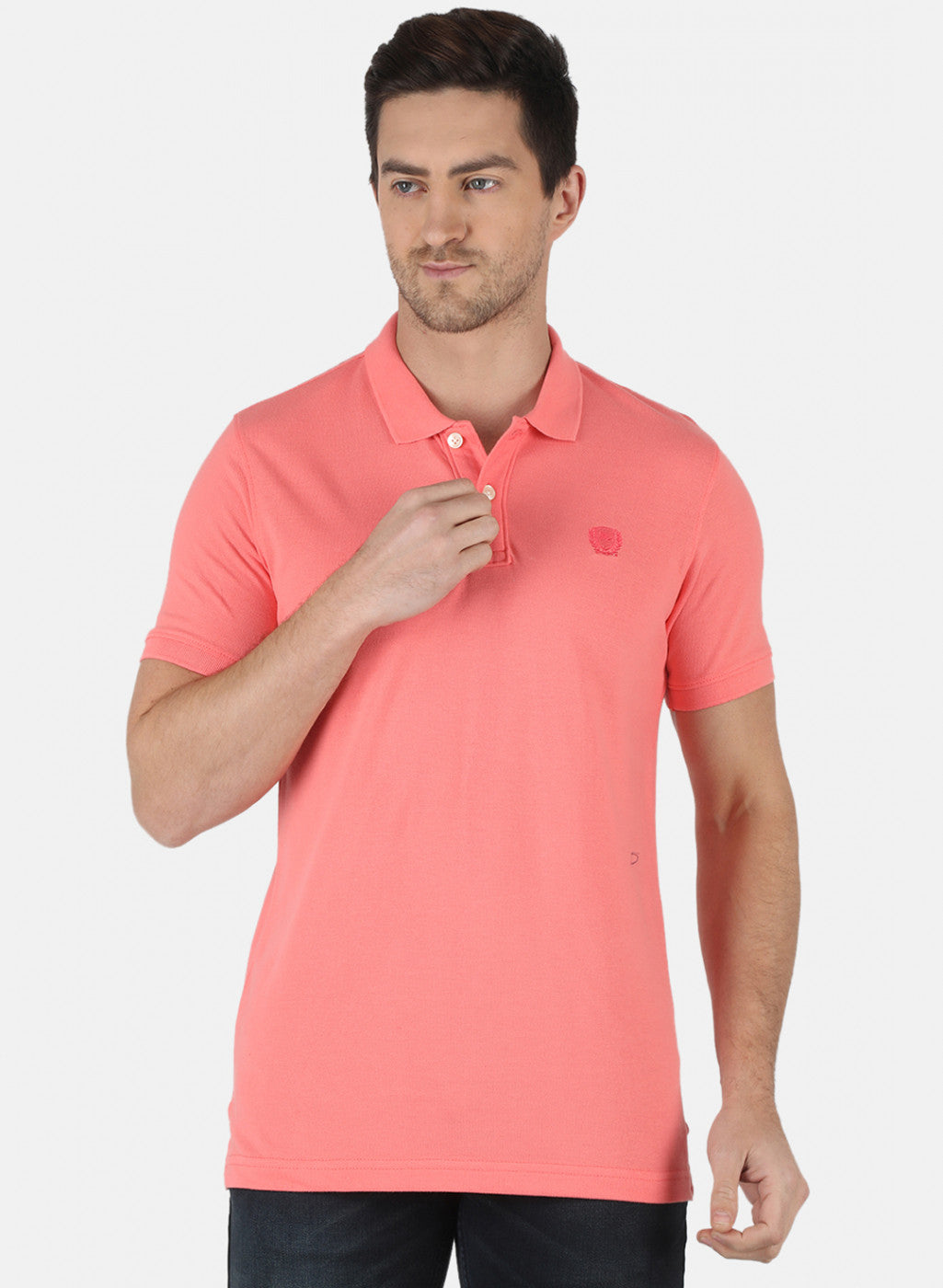 Men Pink Plain T-Shirt