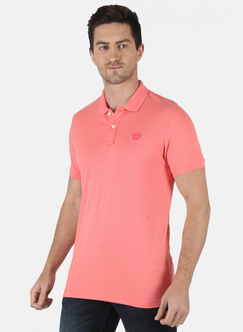 Men Pink Plain T-Shirt