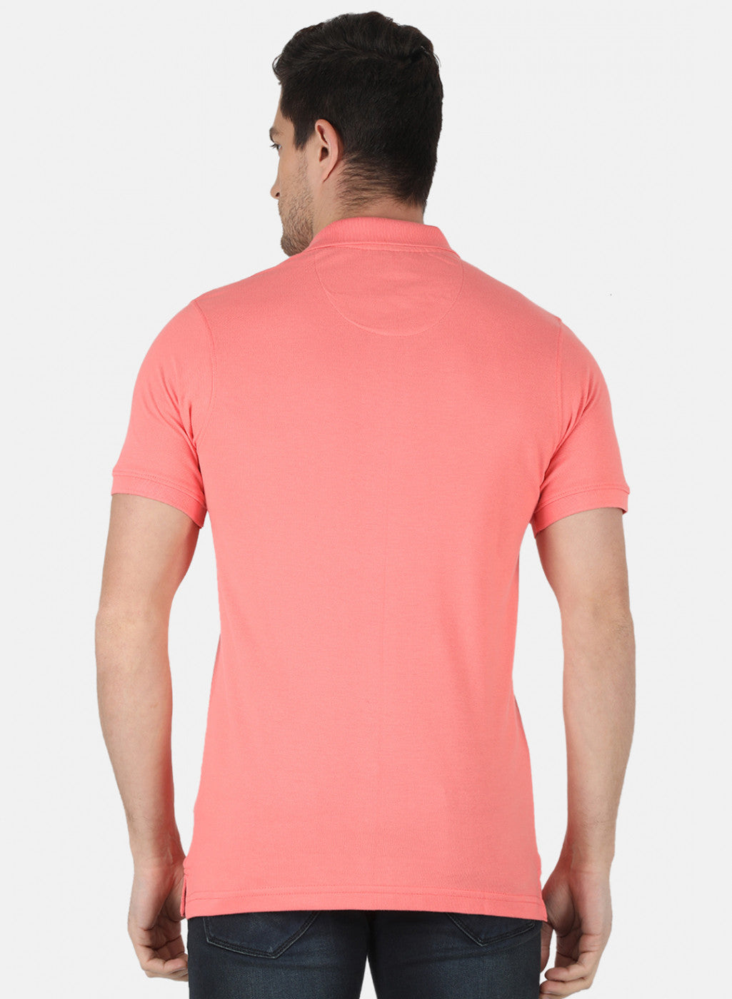 Men Pink Plain T-Shirt