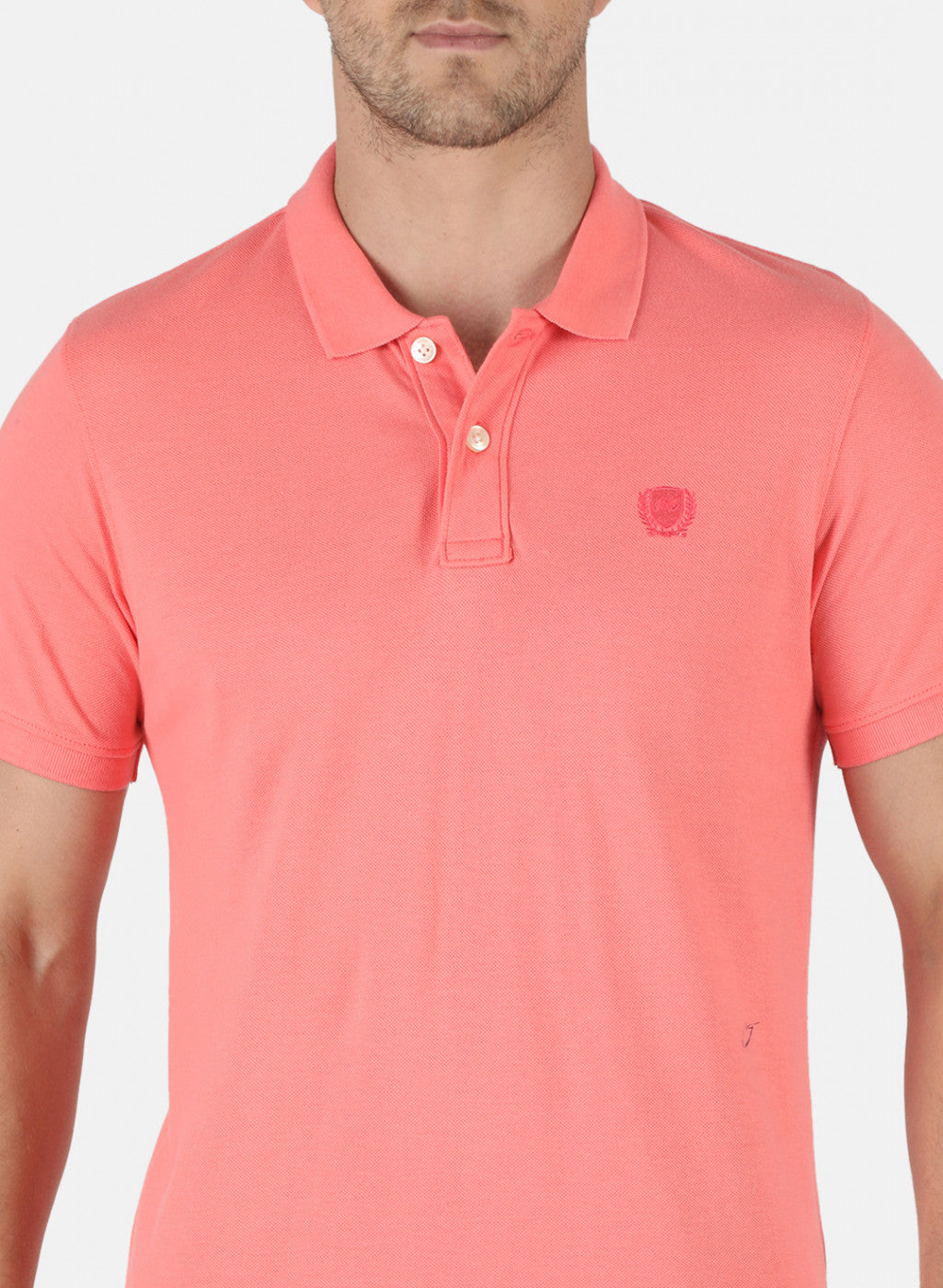 Men Pink Plain T-Shirt