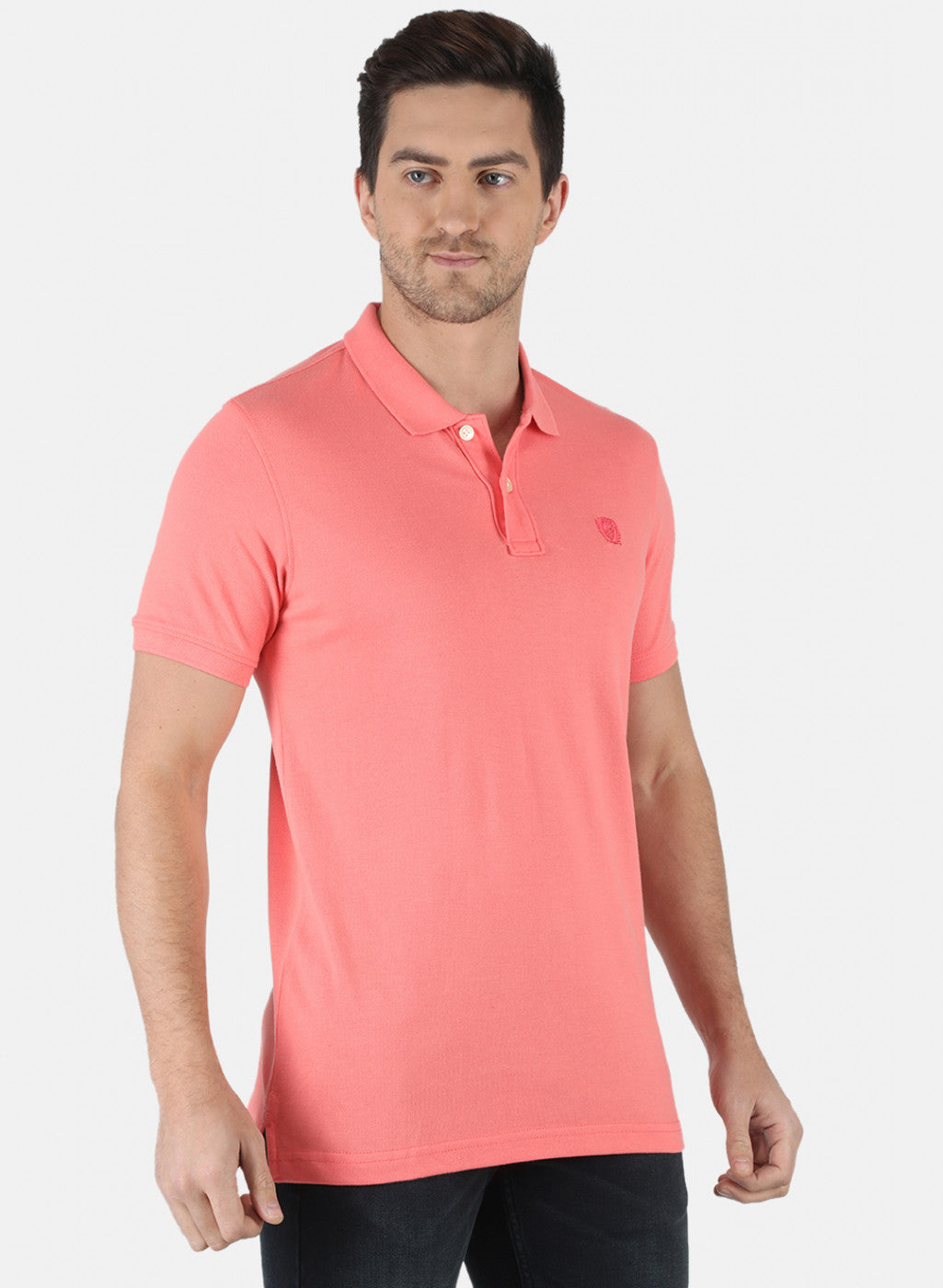 Men Pink Plain T-Shirt