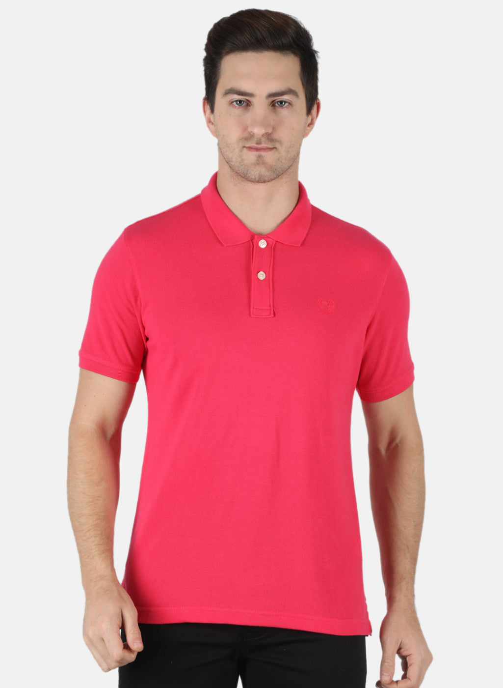 Men Pink Plain T-Shirt