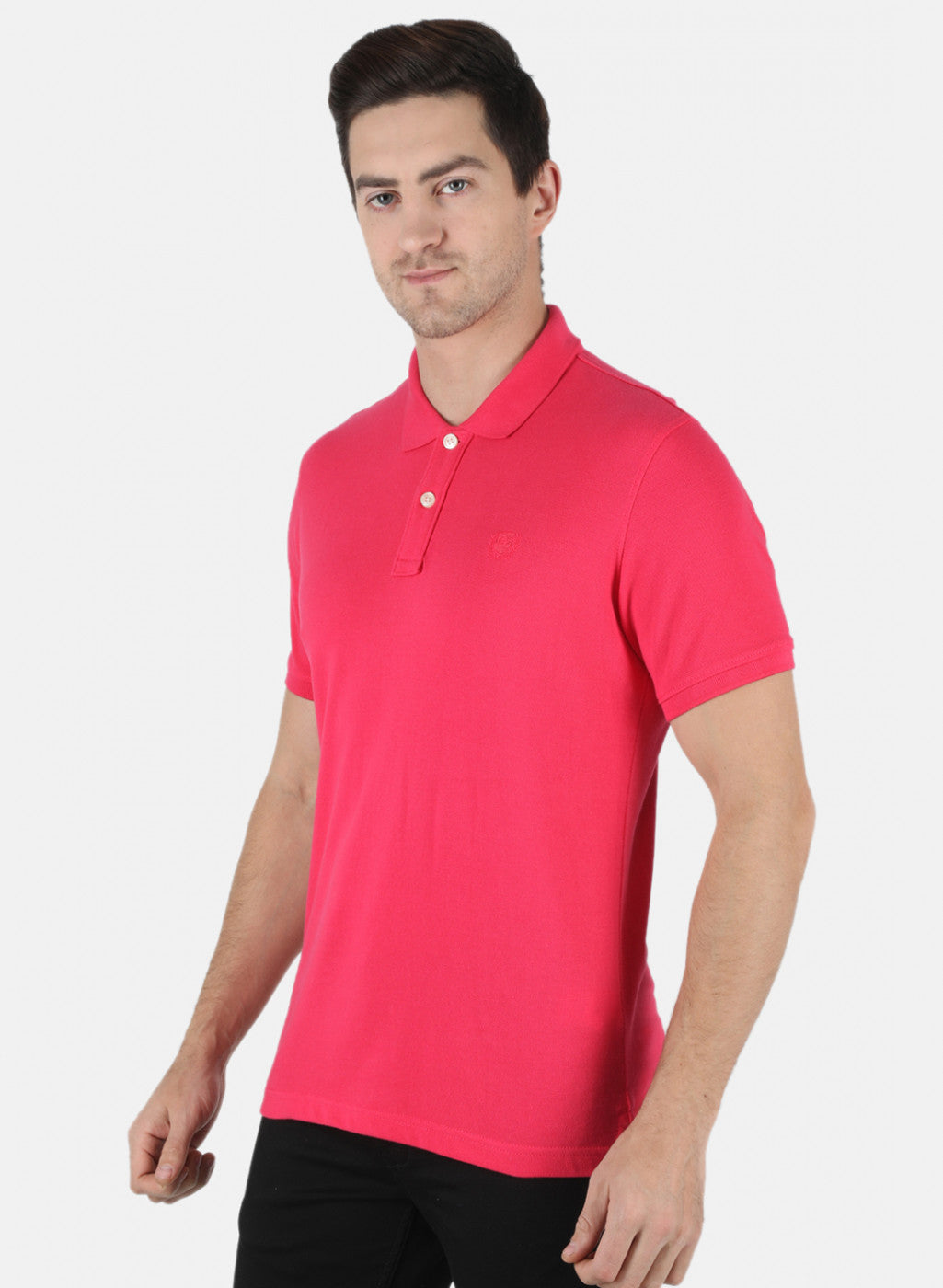 Men Pink Plain T-Shirt