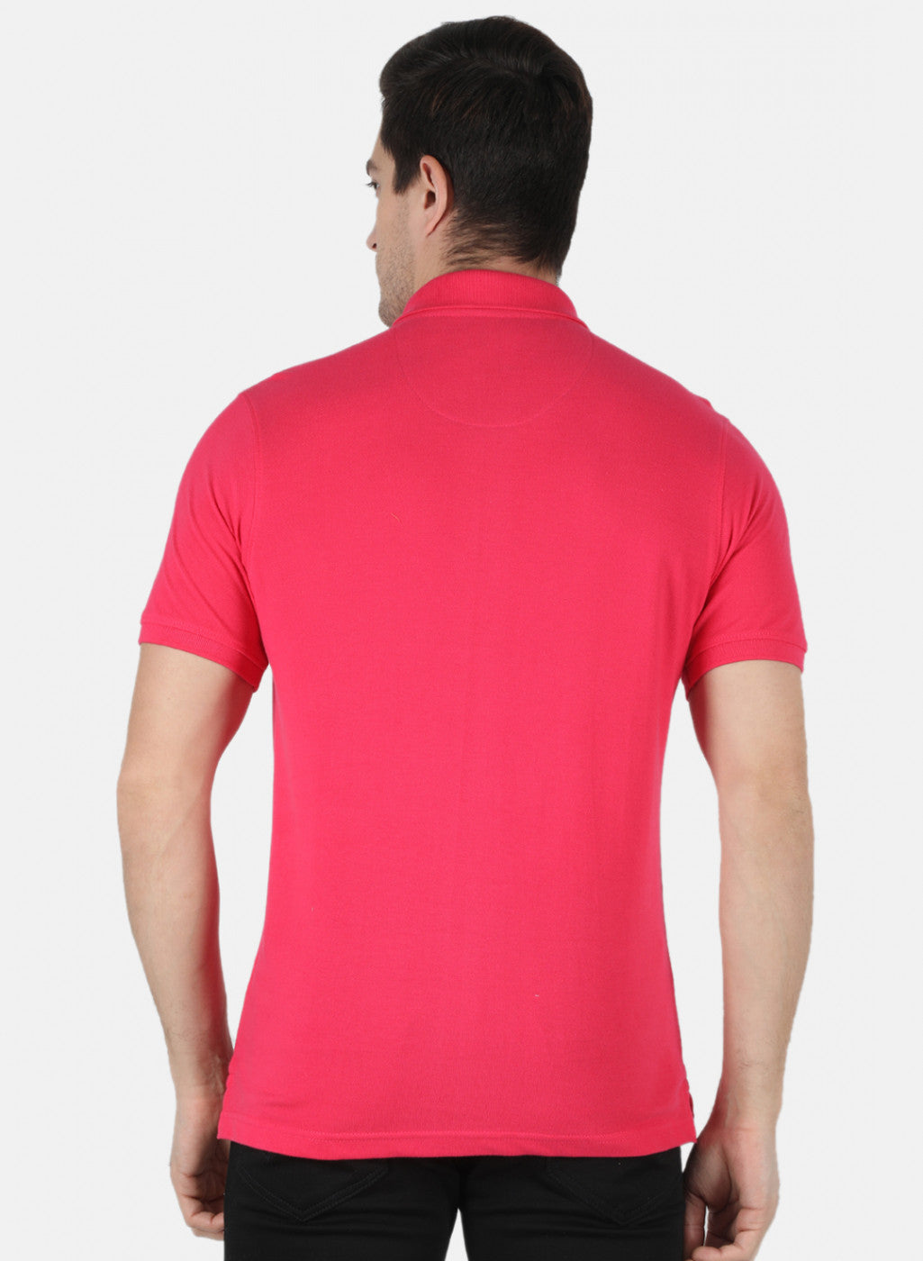 Men Pink Plain T-Shirt