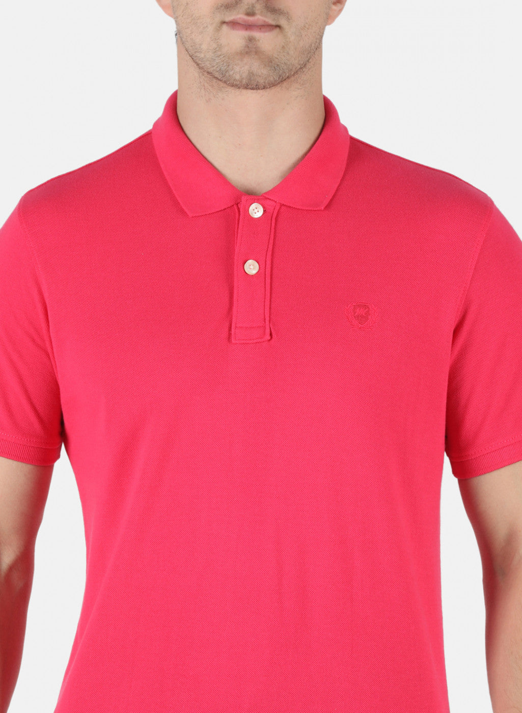 Men Pink Plain T-Shirt