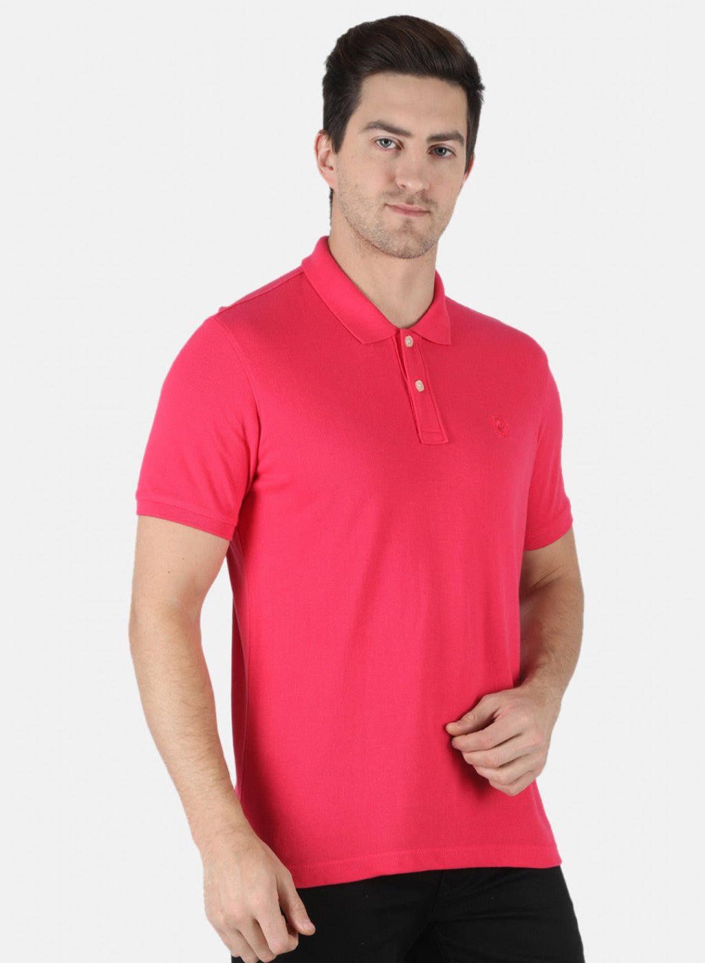 Men Pink Plain T-Shirt