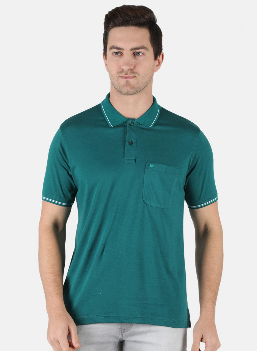 Men Green Plain T-Shirt