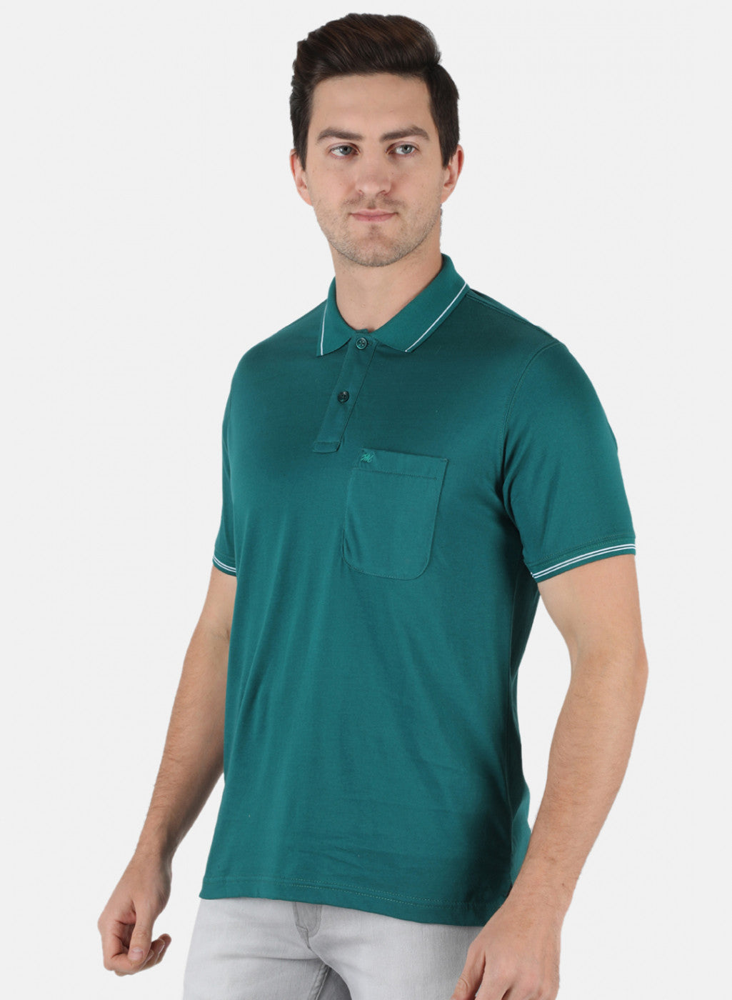 Men Green Plain T-Shirt