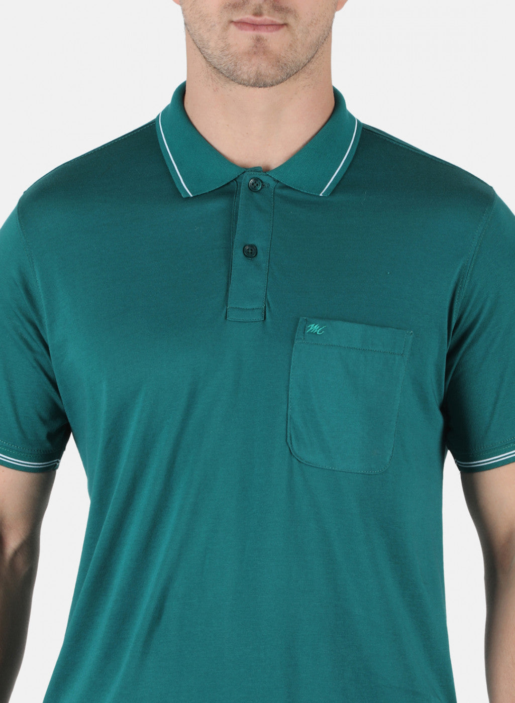 Men Green Plain T-Shirt