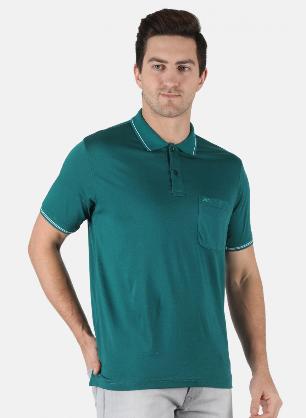 Men Green Plain T-Shirt