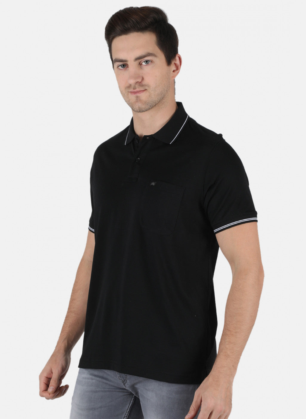 Men Black Plain T-Shirt