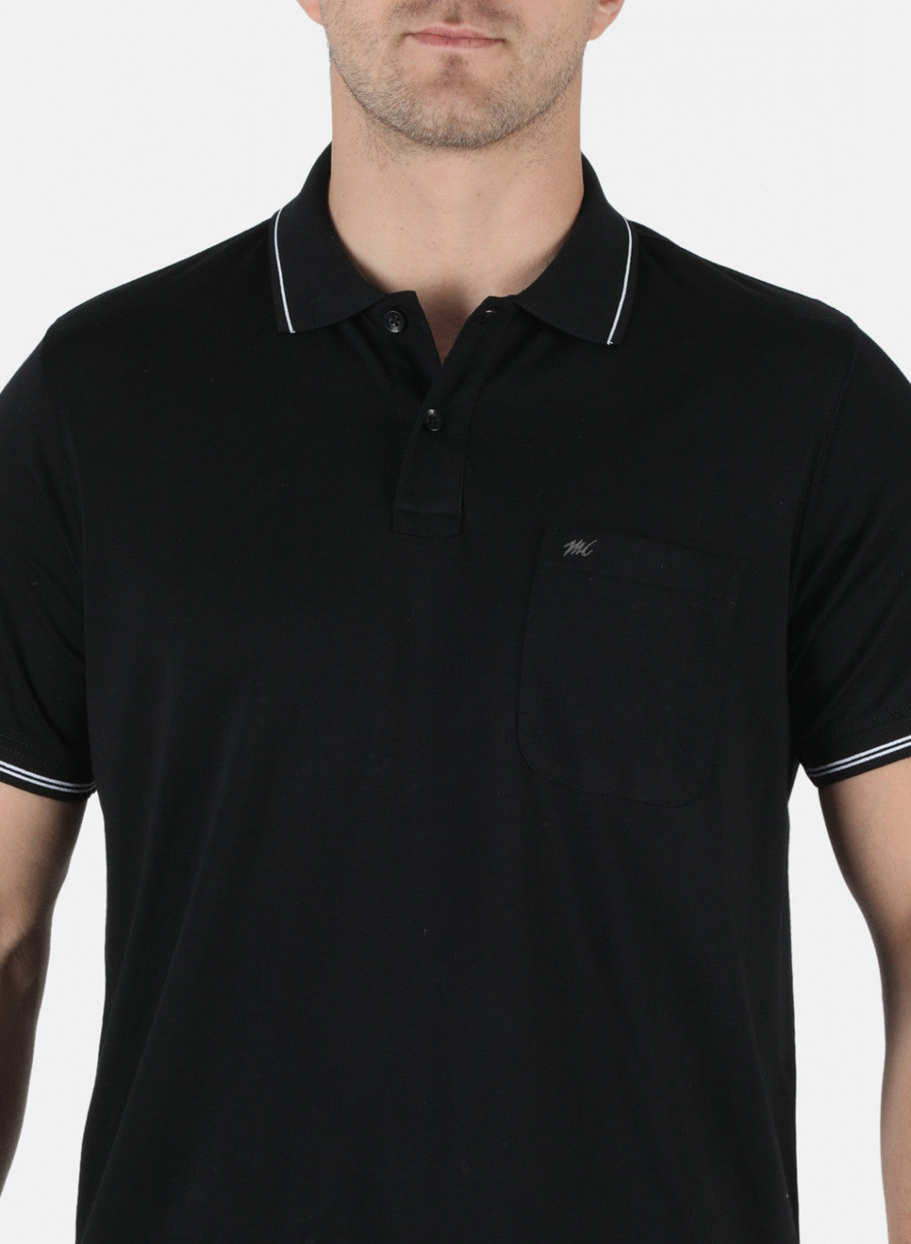 Men Black Plain T-Shirt