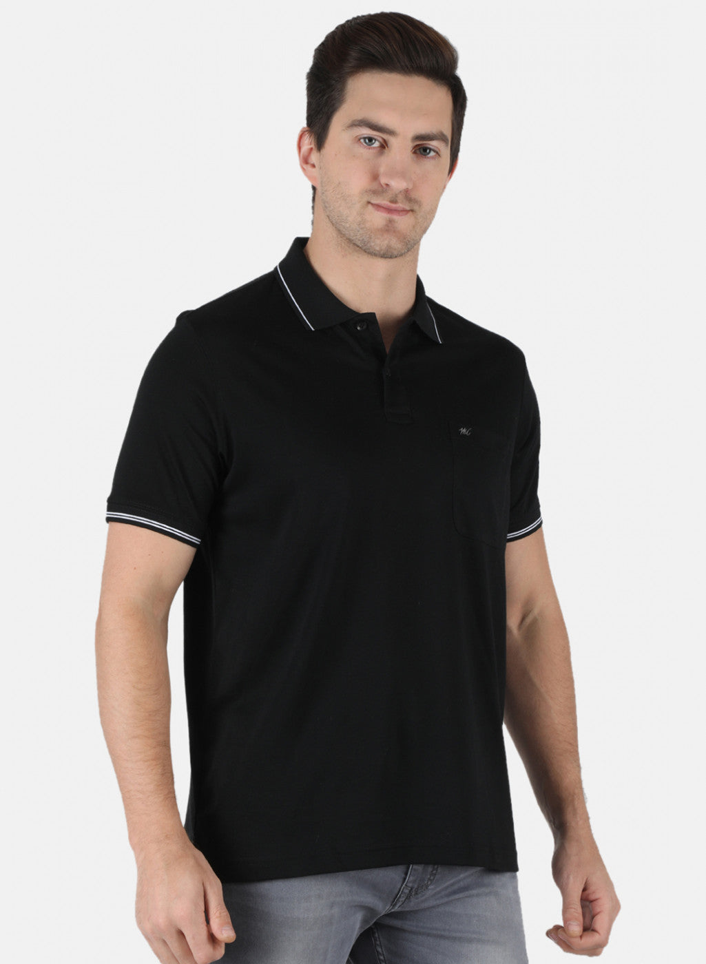 Men Black Plain T-Shirt