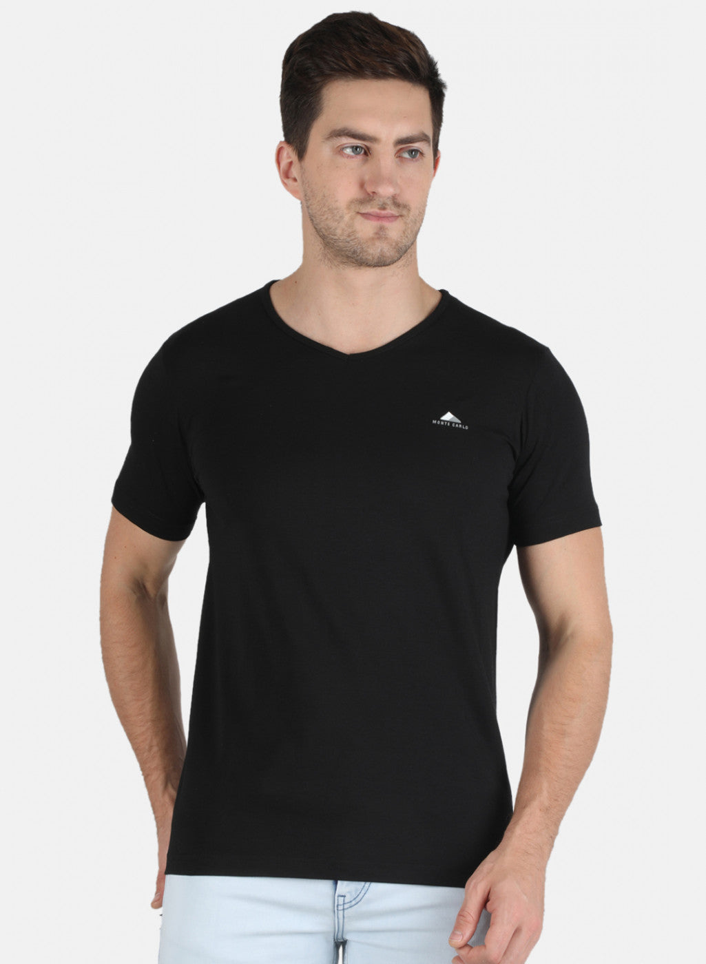 Men Black Plain T-Shirt